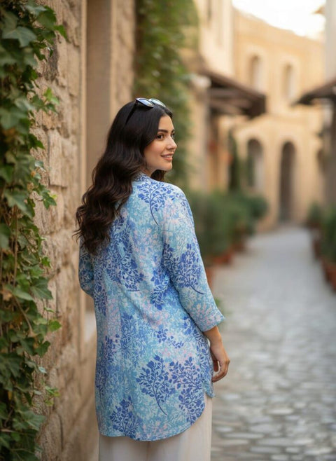 Upper Gown Style Co-Ord Set Blue